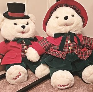 Vintage 1993 KMart Christmas Teddy Bear 2PC Set